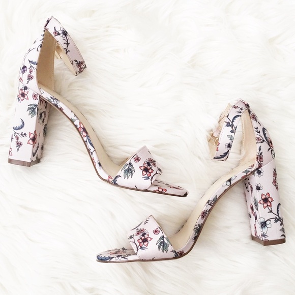 block floral heels